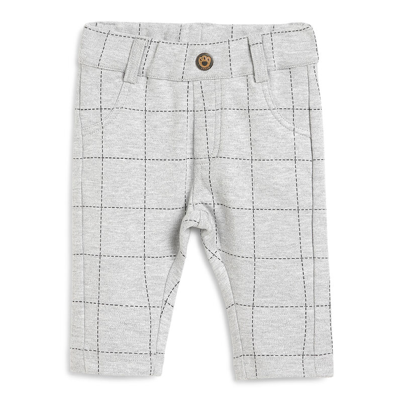 Boys Medium Grey Checkered Long Trousers image number 0